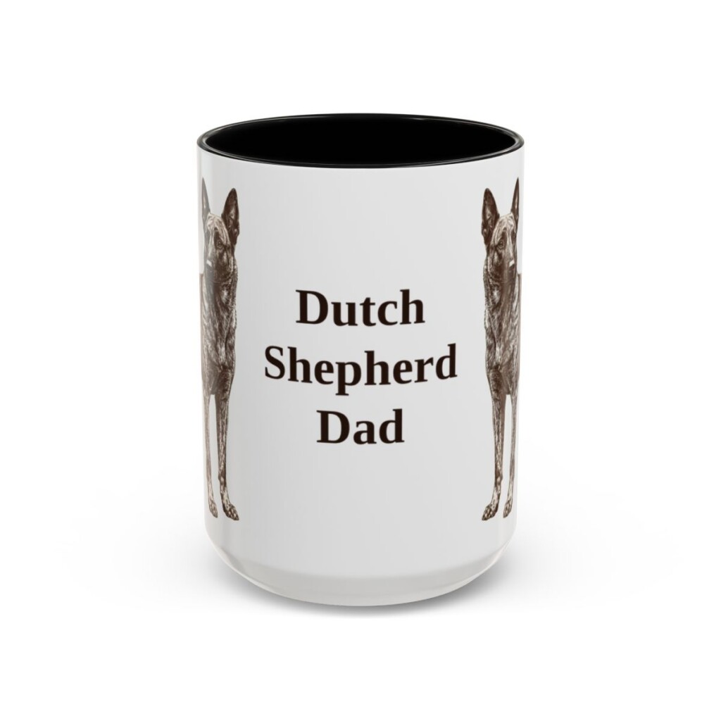 15oz Dutch Shepherd Dog Dad Mug, Black, front view