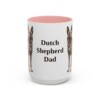 15oz Dutch Shepherd Dog Dad Mug, Pink, front view