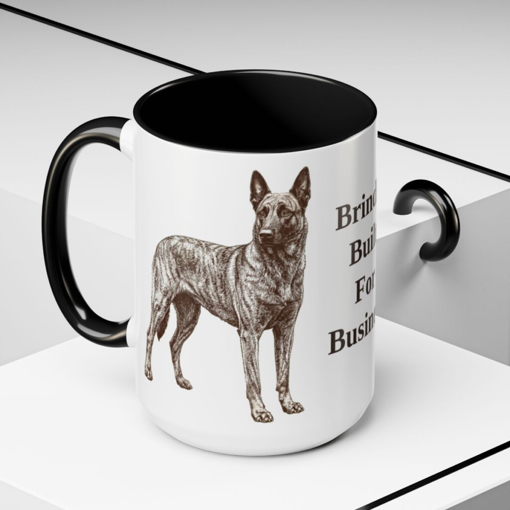 15oz Funny Dutch Shepherd Mug, Black, lifestyle photo