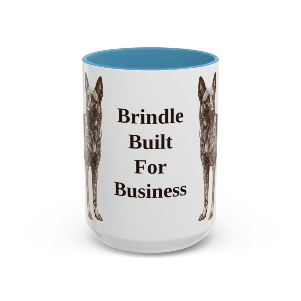 15oz Funny Dutch Shepherd Mug, Light Blue, front view