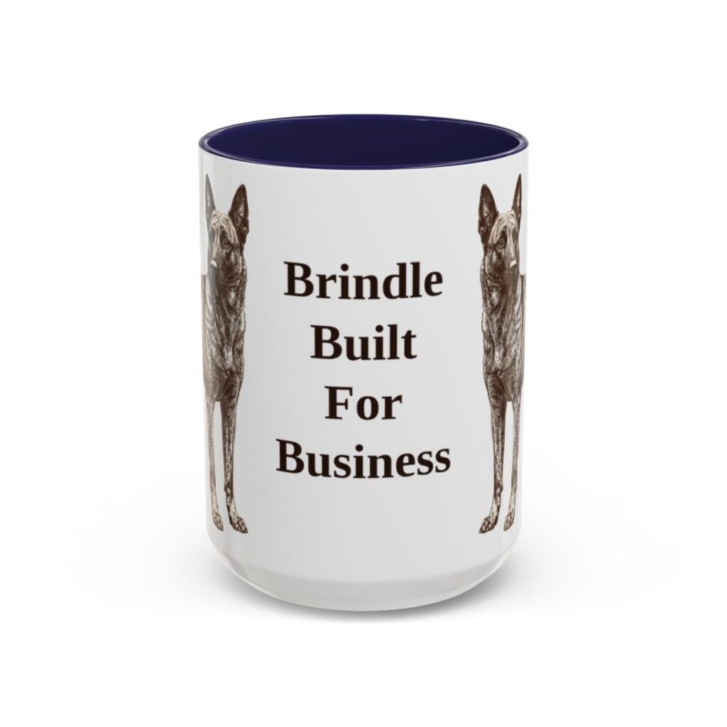 15oz Funny Dutch Shepherd Mug, Navy, front view