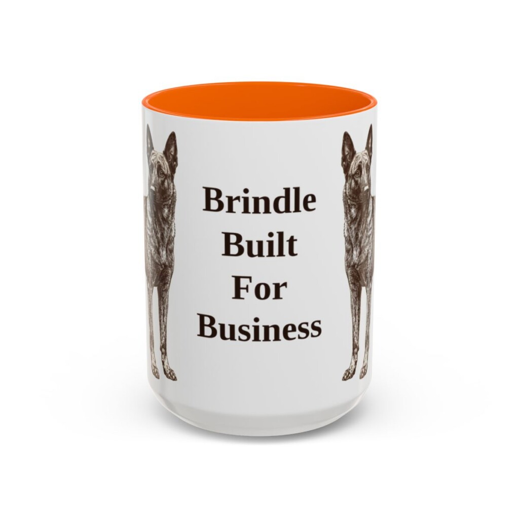 15oz Funny Dutch Shepherd Mug, Orange, front view