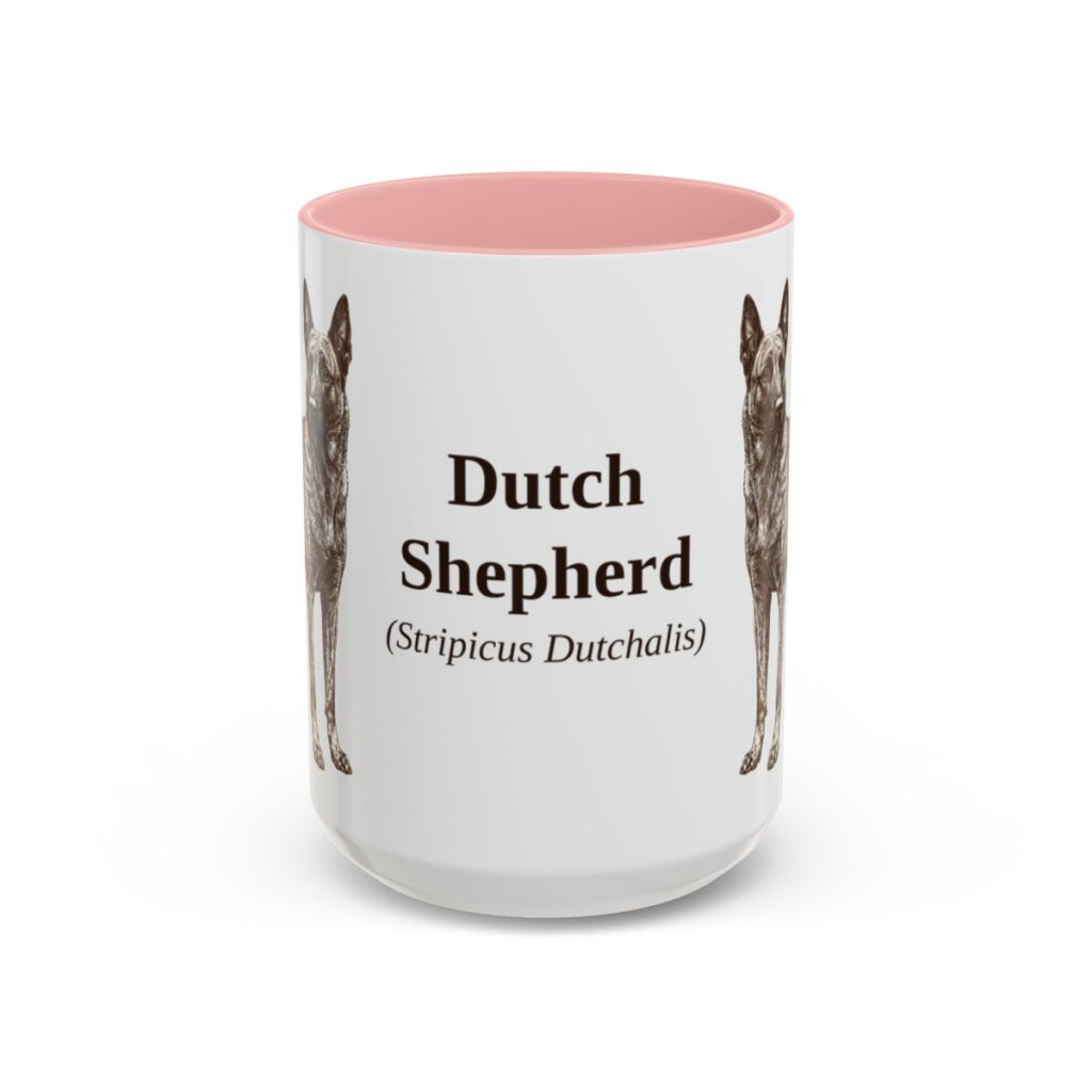 15oz Dutch Shepherd Latin Mug, Pink, front view