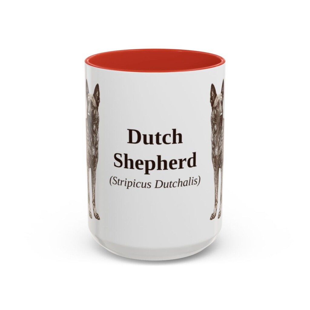 15oz Dutch Shepherd Latin Mug, Red, front view