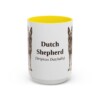 15oz Dutch Shepherd Latin Mug, Yellow, front view