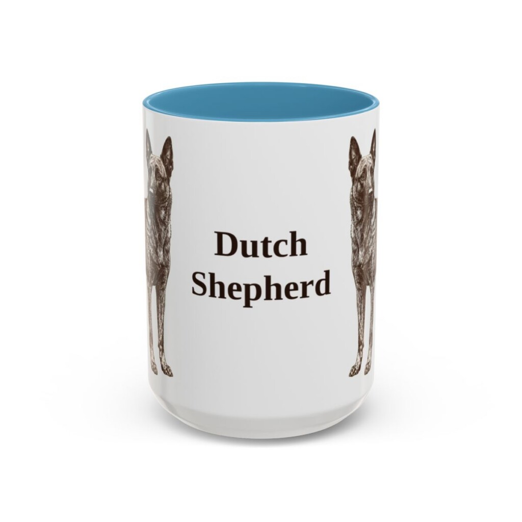 15oz Dutch Shepherd Mug, Light Blue, front view