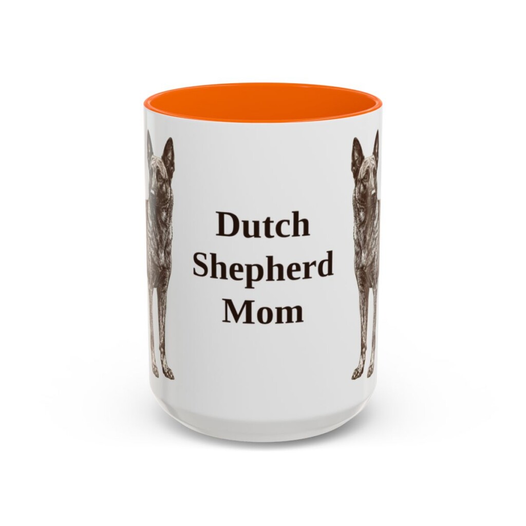 15oz-dutch-shepherd-mug-mom-orange 15oz Dutch Shepherd Dog Mom Mug, Orange, front view