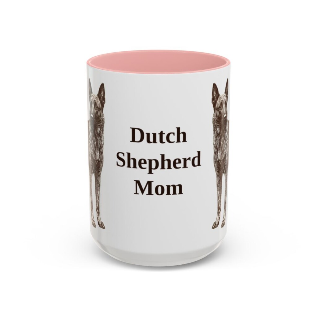 15oz-dutch-shepherd-mug-mom-pink 15oz Dutch Shepherd Dog Mom Mug, Pink, front view