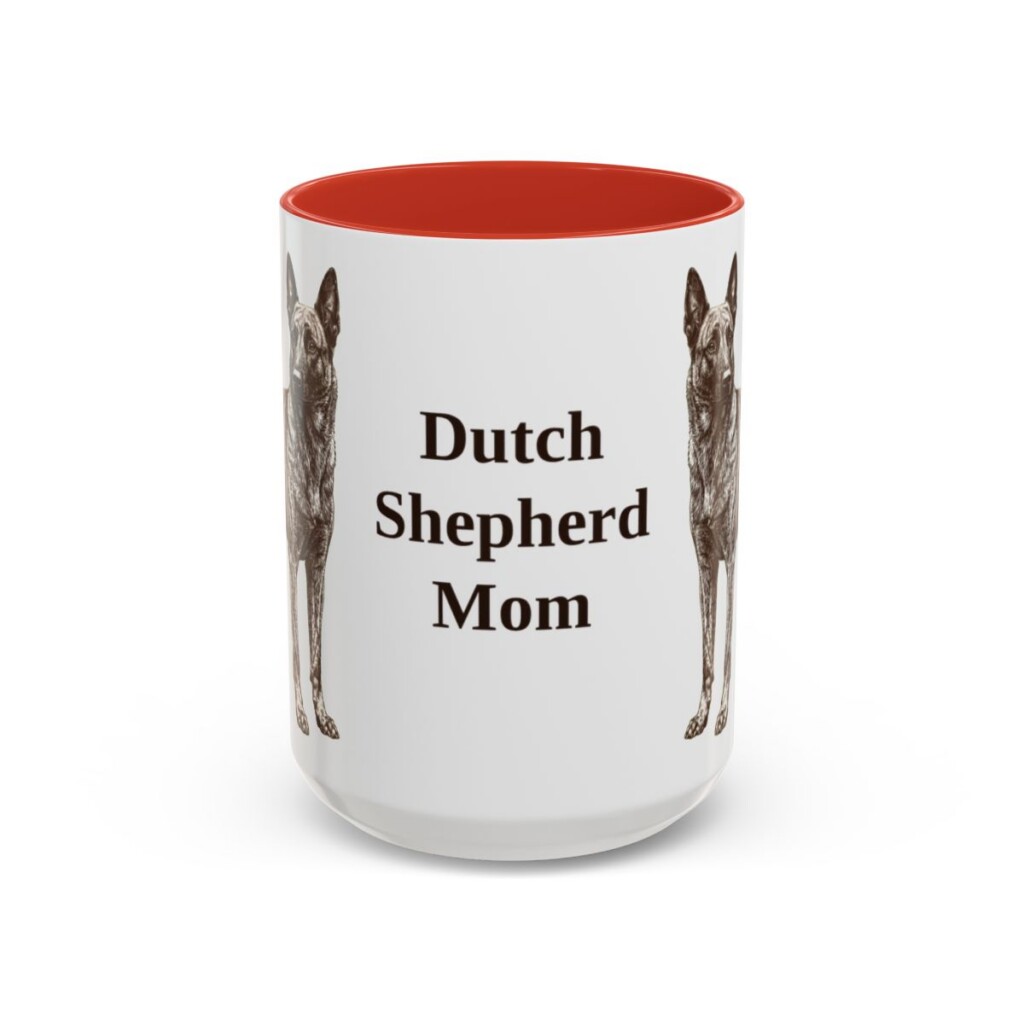 15oz-dutch-shepherd-mug-mom-red 15oz Dutch Shepherd Dog Mom Mug, Red, front view