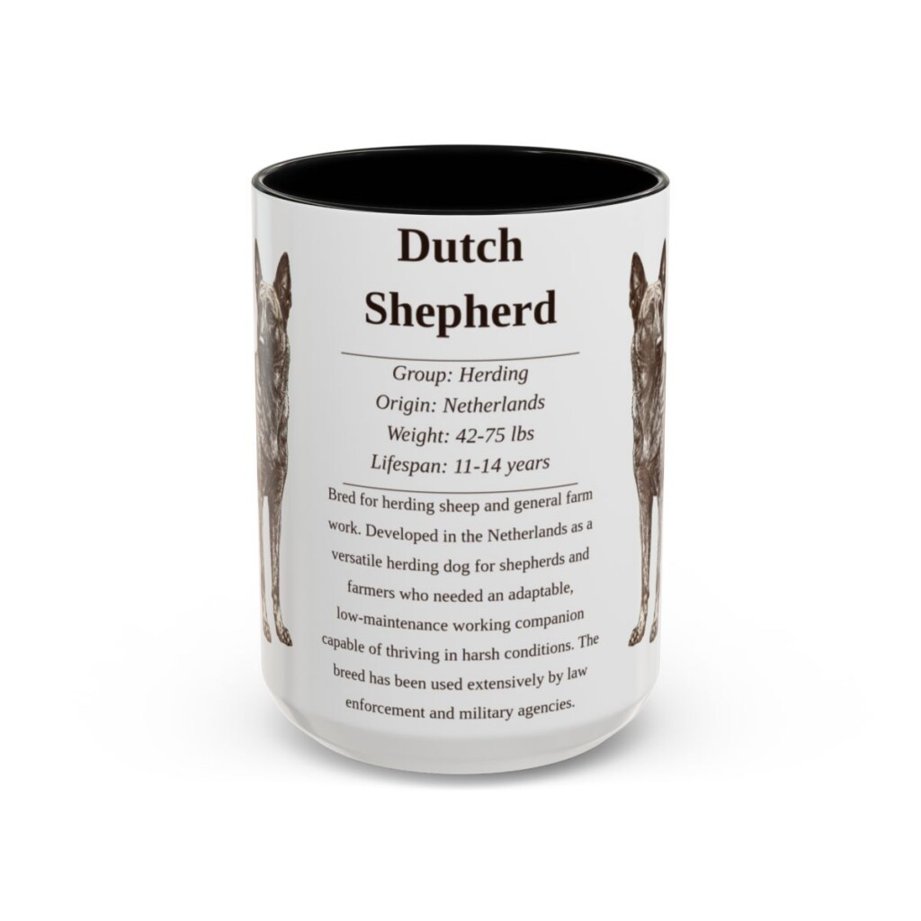 15oz Dutch Shepherd Mug, Black, front view