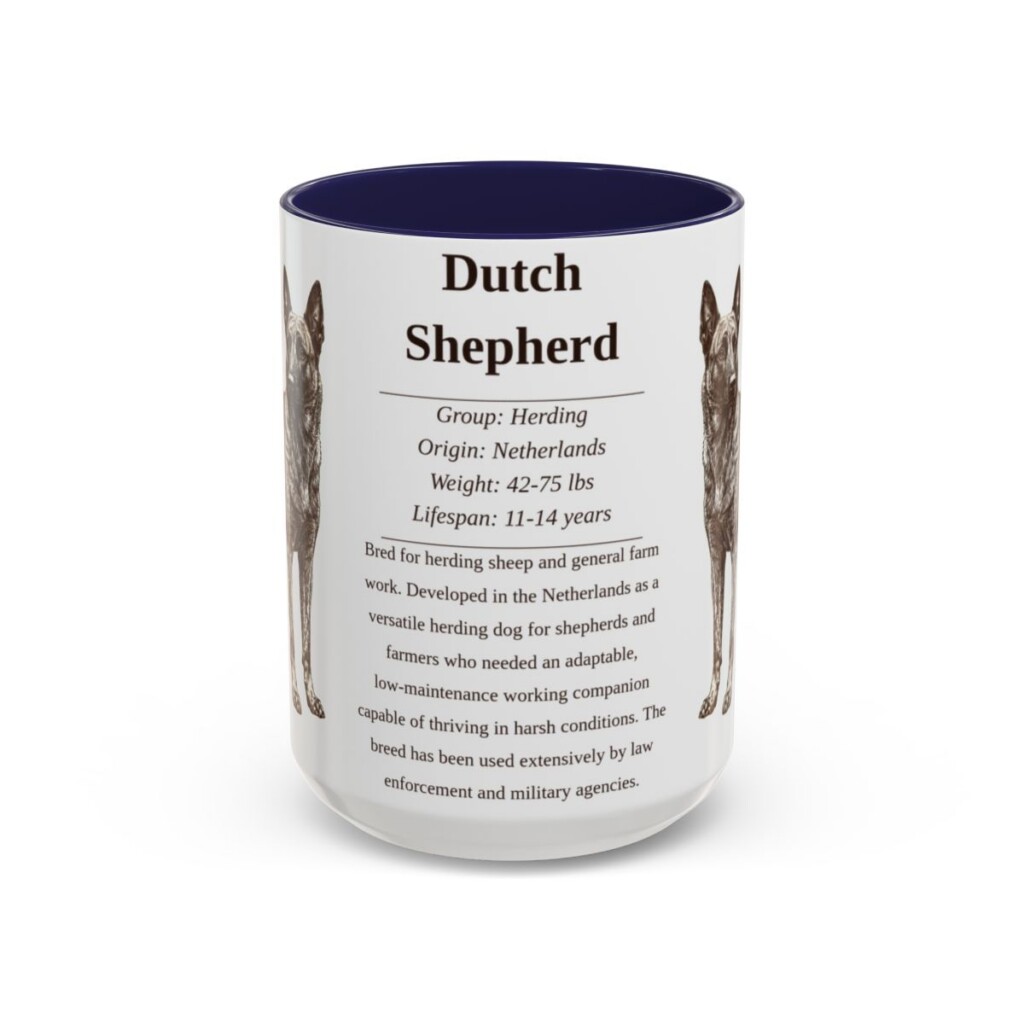 15oz Dutch Shepherd Mug, Navy, front view