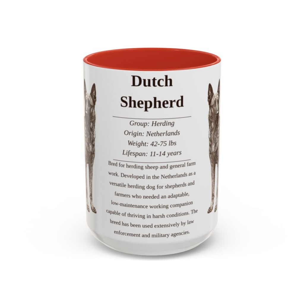 15oz Dutch Shepherd Mug, Red, front view