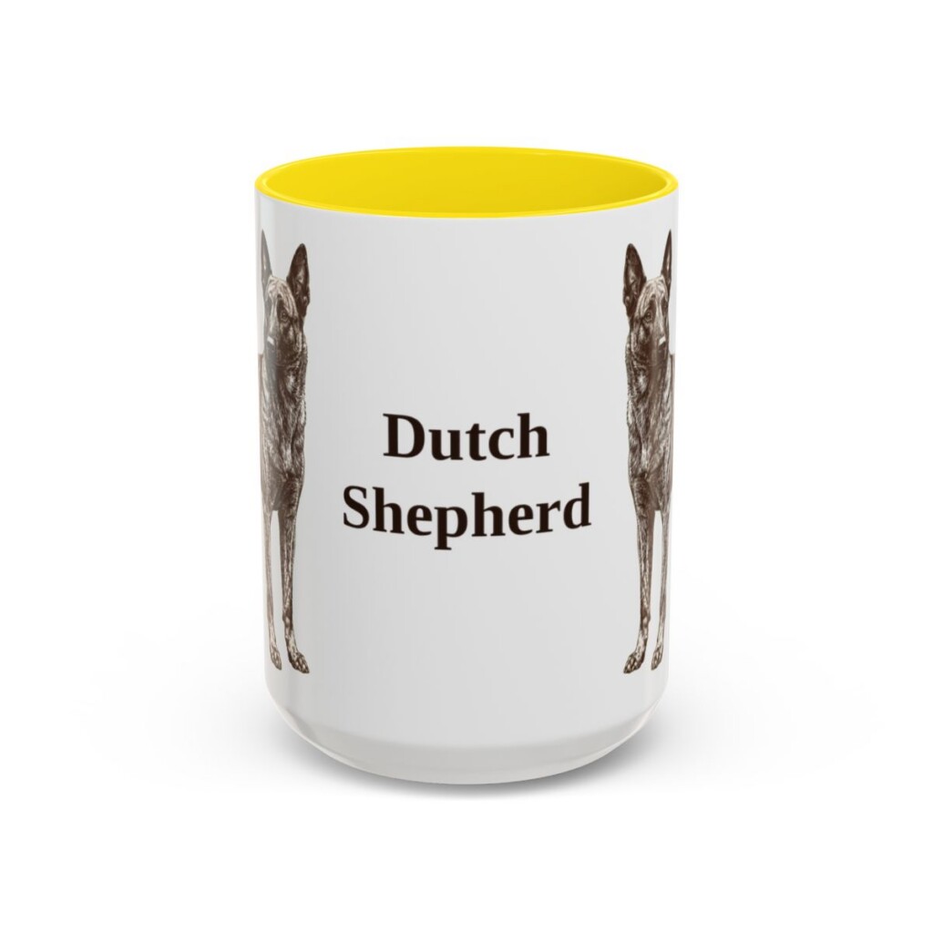 15oz Dutch Shepherd Mug, Yellow, front view