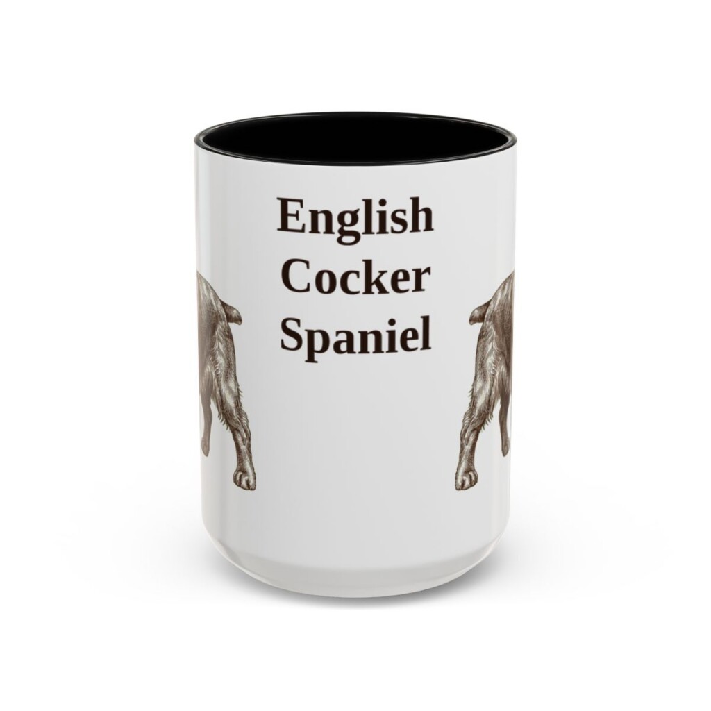 15oz English Cocker Spaniel Mug, Black, front view