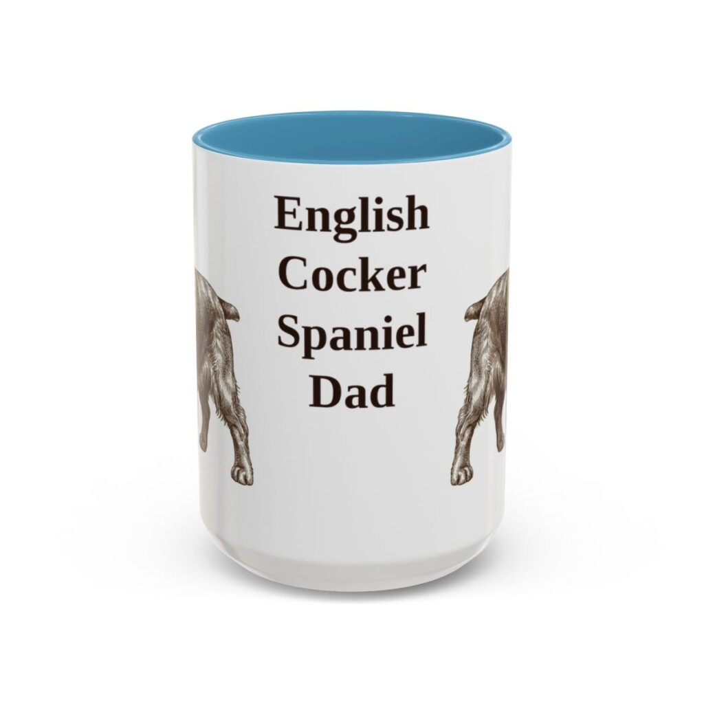 15oz-english-cocker-spaniel-mug-dad-light-blue 15oz English Cocker Spaniel Dog Dad Mug, Light Blue, front view