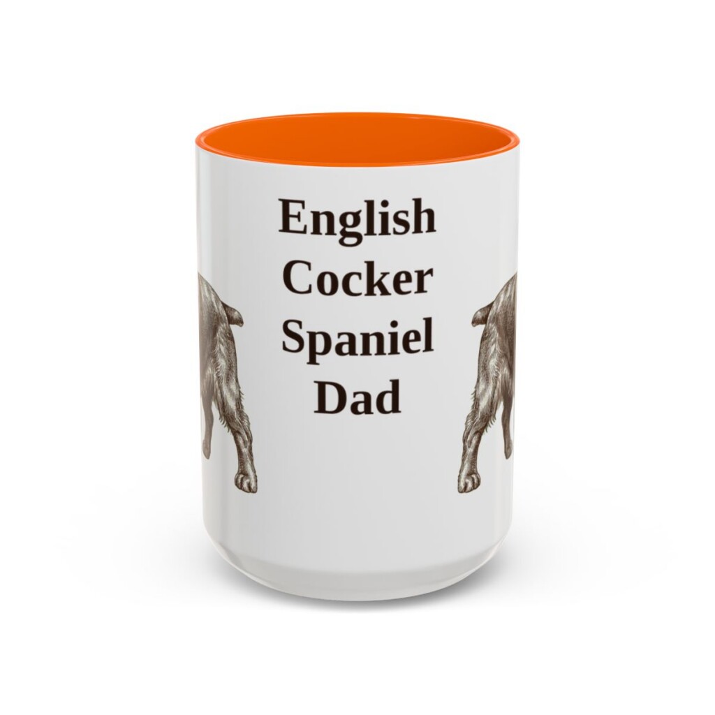 15oz-english-cocker-spaniel-mug-dad-orange 15oz English Cocker Spaniel Dog Dad Mug, Orange, front view