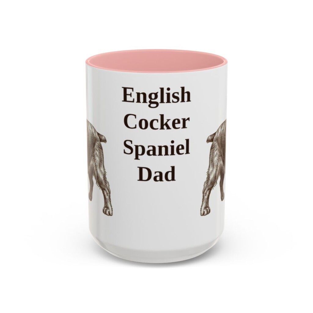 15oz-english-cocker-spaniel-mug-dad-pink 15oz English Cocker Spaniel Dog Dad Mug, Pink, front view