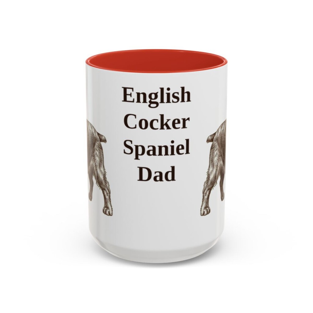 15oz-english-cocker-spaniel-mug-dad-red 15oz English Cocker Spaniel Dog Dad Mug, Red, front view