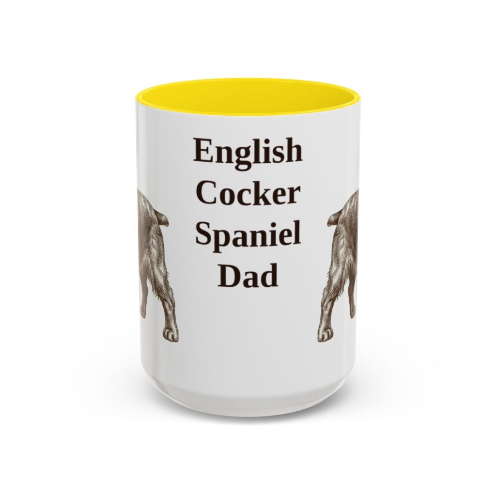 15oz-english-cocker-spaniel-mug-dad-yellow 15oz English Cocker Spaniel Dog Dad Mug, Yellow, front view