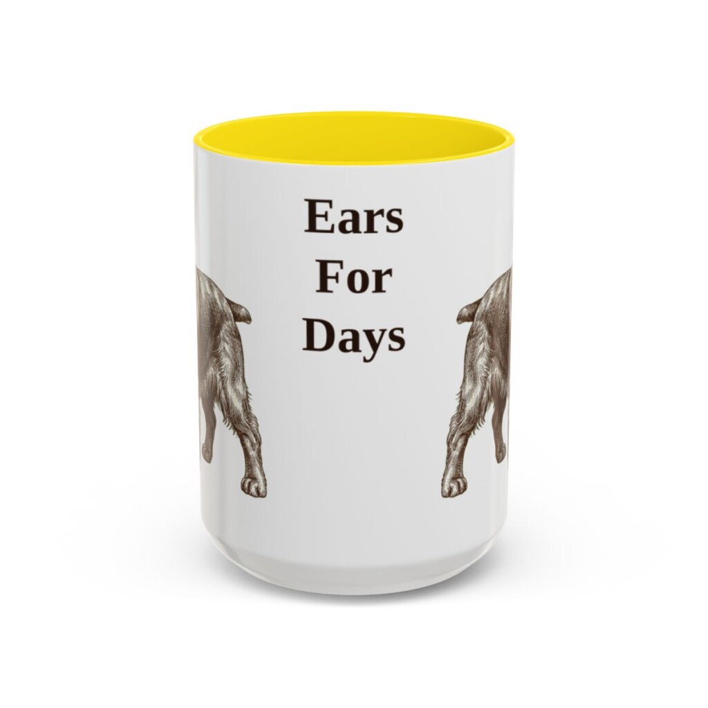 15oz Funny English Cocker Spaniel Mug, Yellow, front view