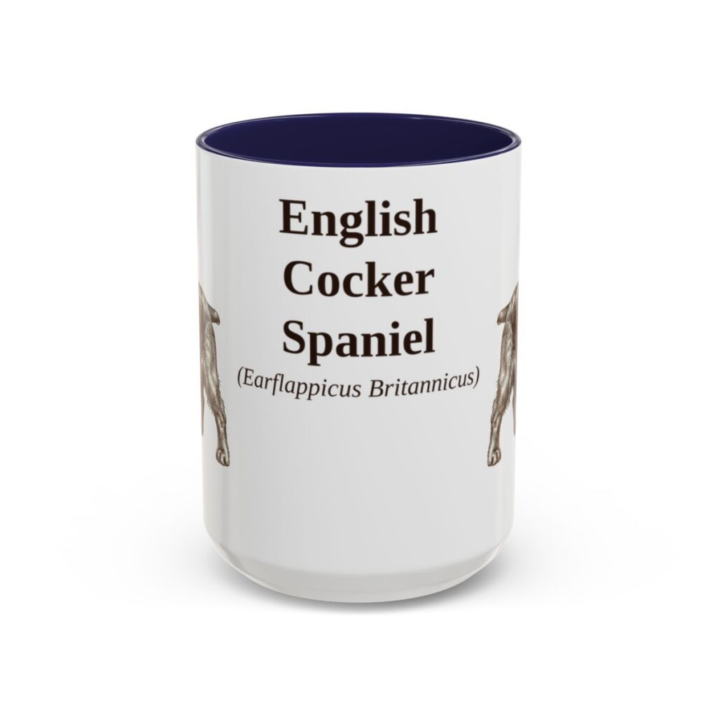 15oz-english-cocker-spaniel-mug-latin-navy 15oz English Cocker Spaniel Latin Mug, Navy, front view