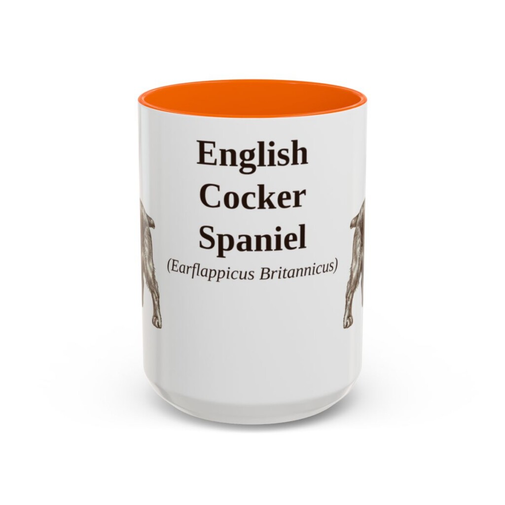 15oz-english-cocker-spaniel-mug-latin-orange 15oz English Cocker Spaniel Latin Mug, Orange, front view