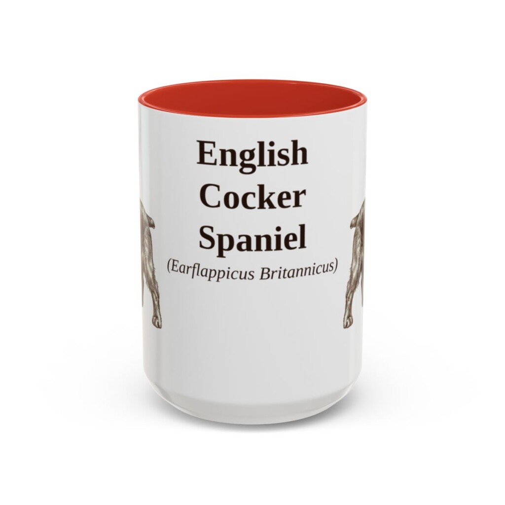 15oz-english-cocker-spaniel-mug-latin-red 15oz English Cocker Spaniel Latin Mug, Red, front view