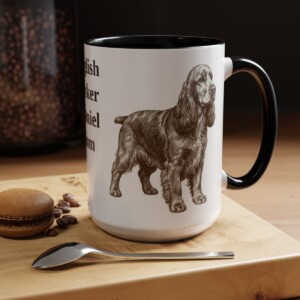 15oz English Cocker Spaniel Dog Mom Mug, Black, lifestyle photo