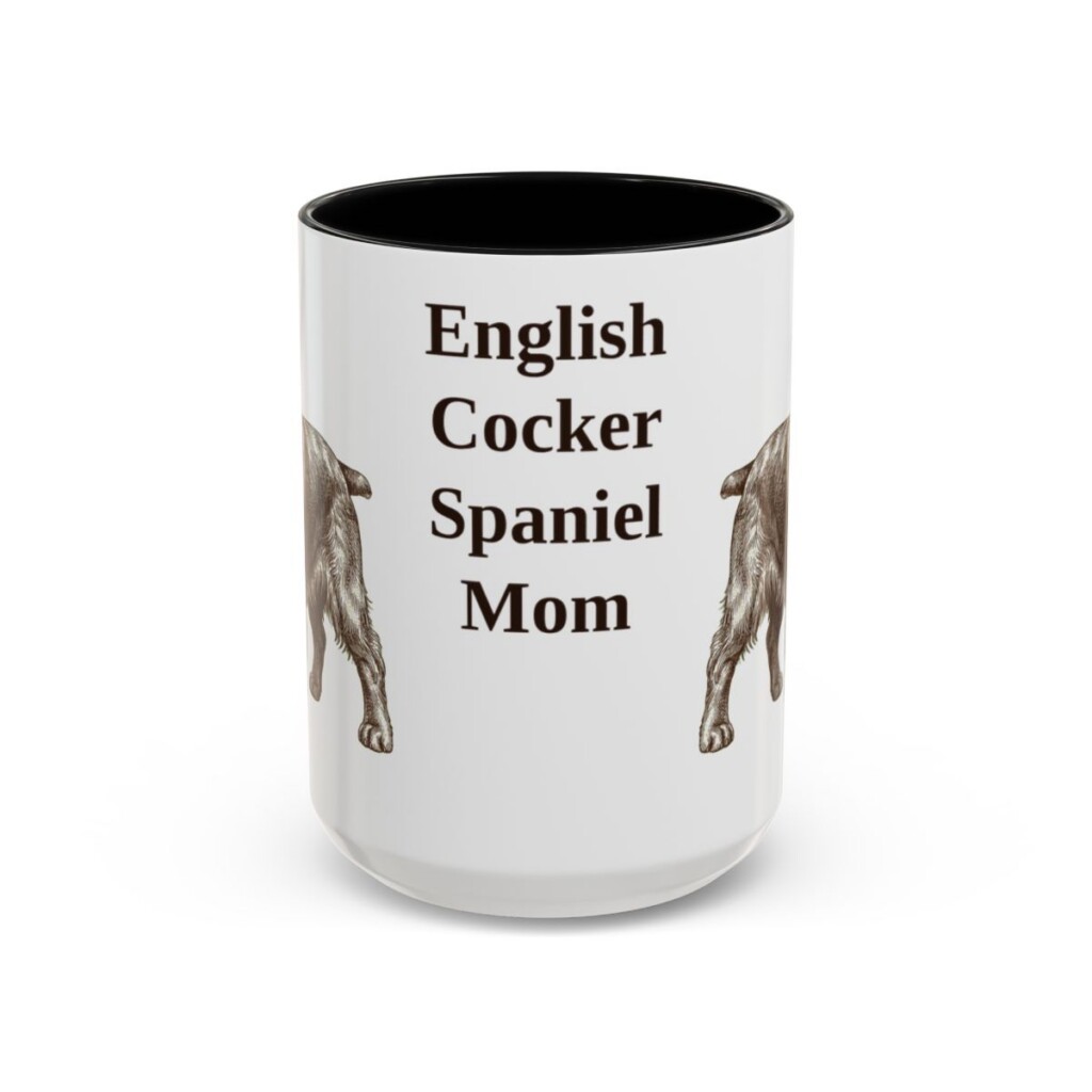 15oz English Cocker Spaniel Dog Mom Mug, Black, front view