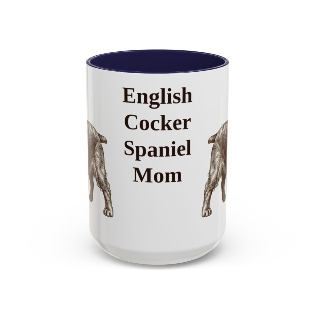 15oz English Cocker Spaniel Dog Mom Mug, Navy, front view