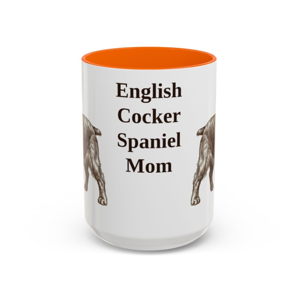 15oz English Cocker Spaniel Dog Mom Mug, Orange, front view