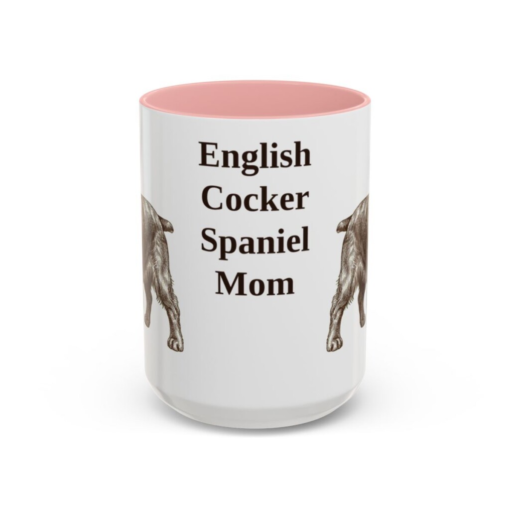 15oz English Cocker Spaniel Dog Mom Mug, Pink, front view