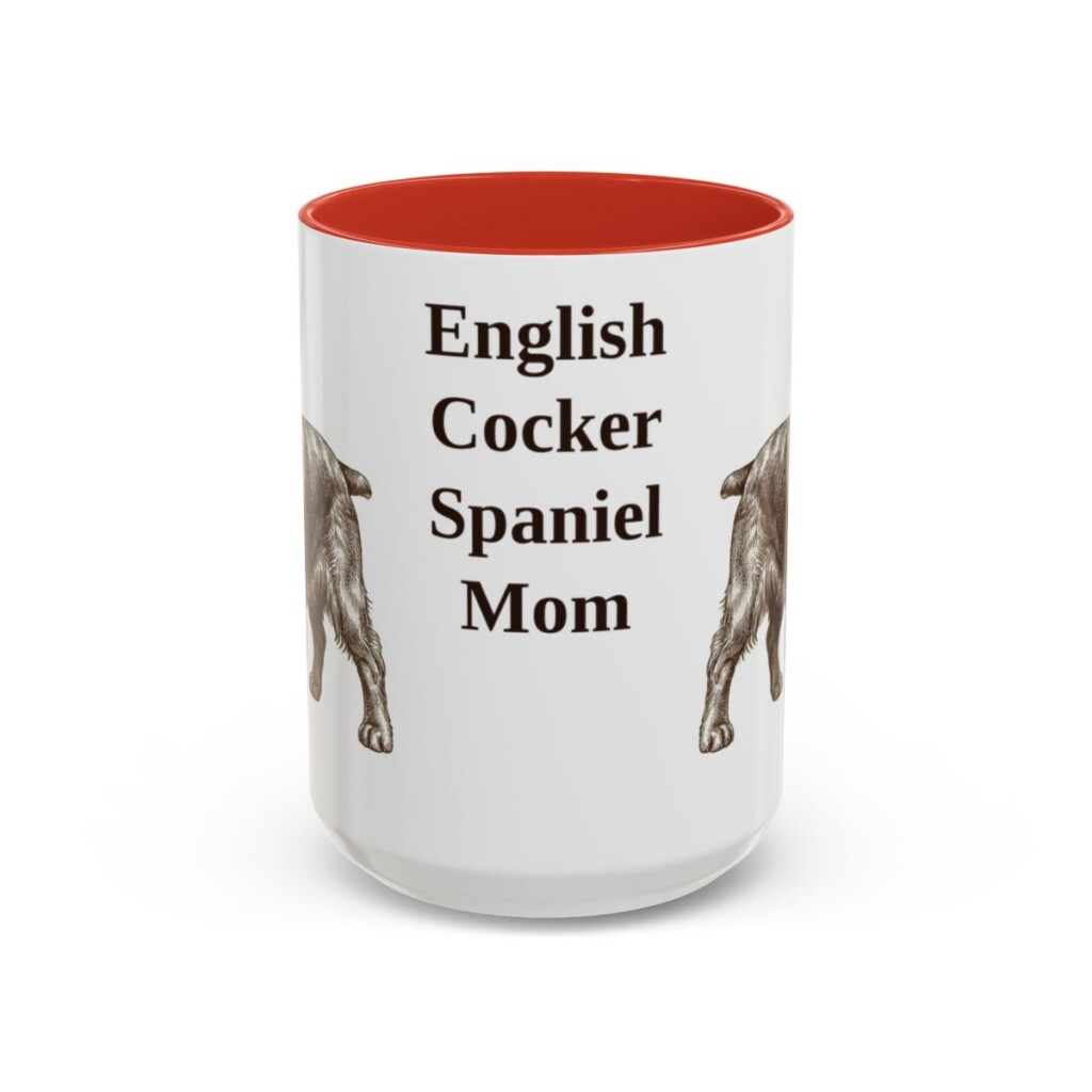 15oz English Cocker Spaniel Dog Mom Mug, Red, front view