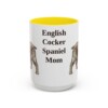 15oz English Cocker Spaniel Dog Mom Mug, Yellow, front view