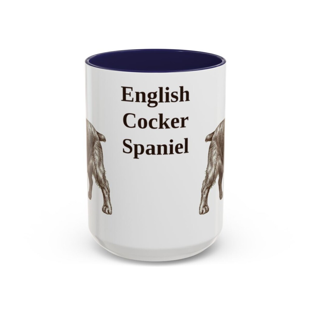 15oz English Cocker Spaniel Mug, Navy, front view