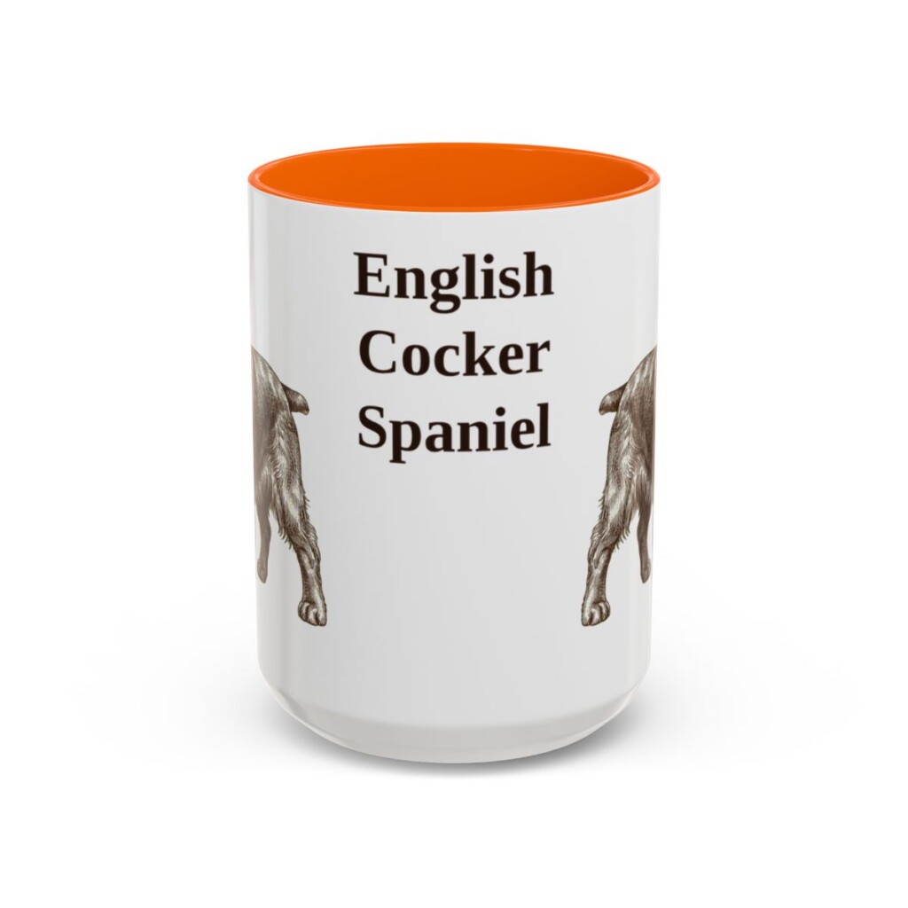 15oz English Cocker Spaniel Mug, Orange, front view