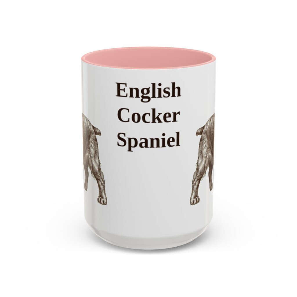 15oz English Cocker Spaniel Mug, Pink, front view
