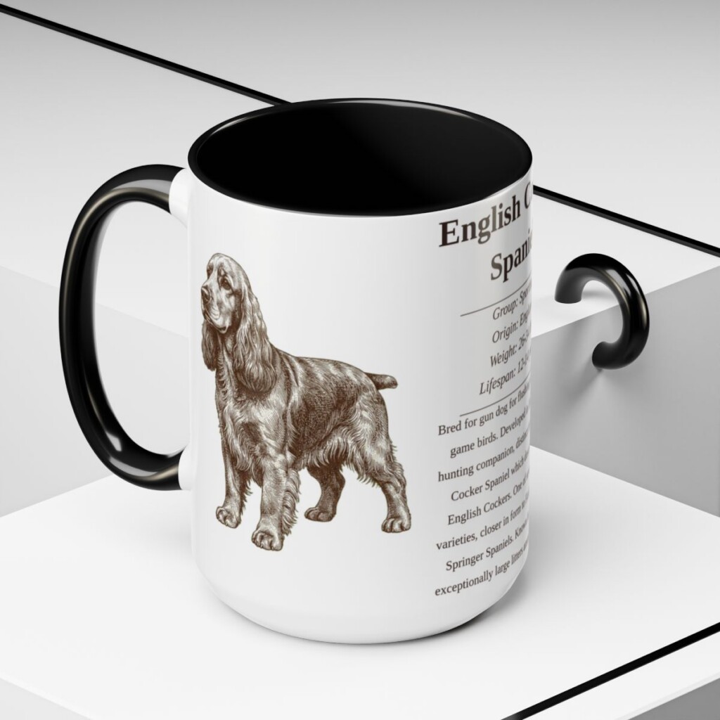 15oz English Cocker Spaniel Mug, Black, lifestyle photo