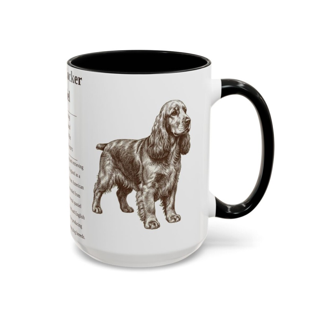 15oz English Cocker Spaniel Mug, Black, right side view