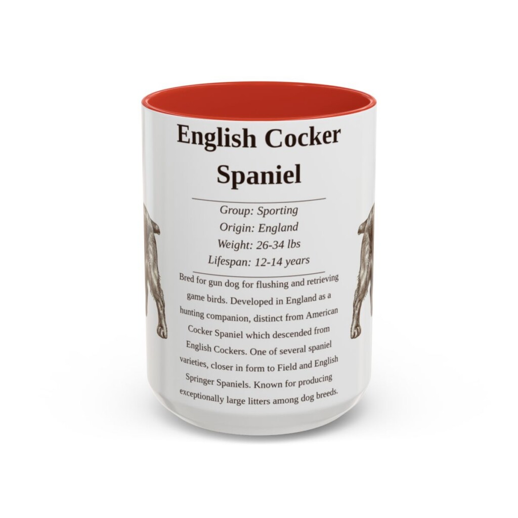 15oz English Cocker Spaniel Mug, Red, front view