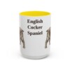 15oz English Cocker Spaniel Mug, Yellow, front view