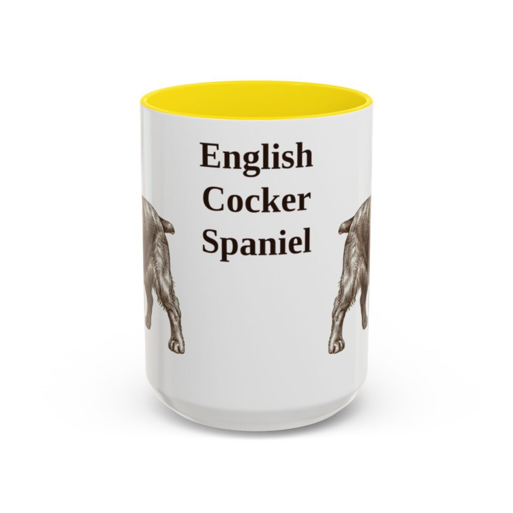 15oz English Cocker Spaniel Mug, Yellow, front view
