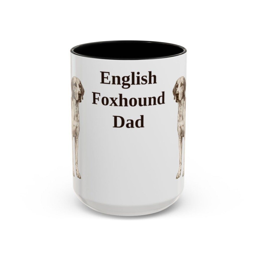 15oz-english-foxhound-mug-dad-black-front 15oz English Foxhound Dog Dad Mug, Black, front view