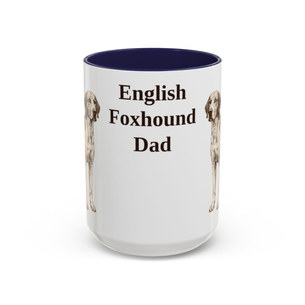 15oz-english-foxhound-mug-dad-navy 15oz English Foxhound Dog Dad Mug, Navy, front view