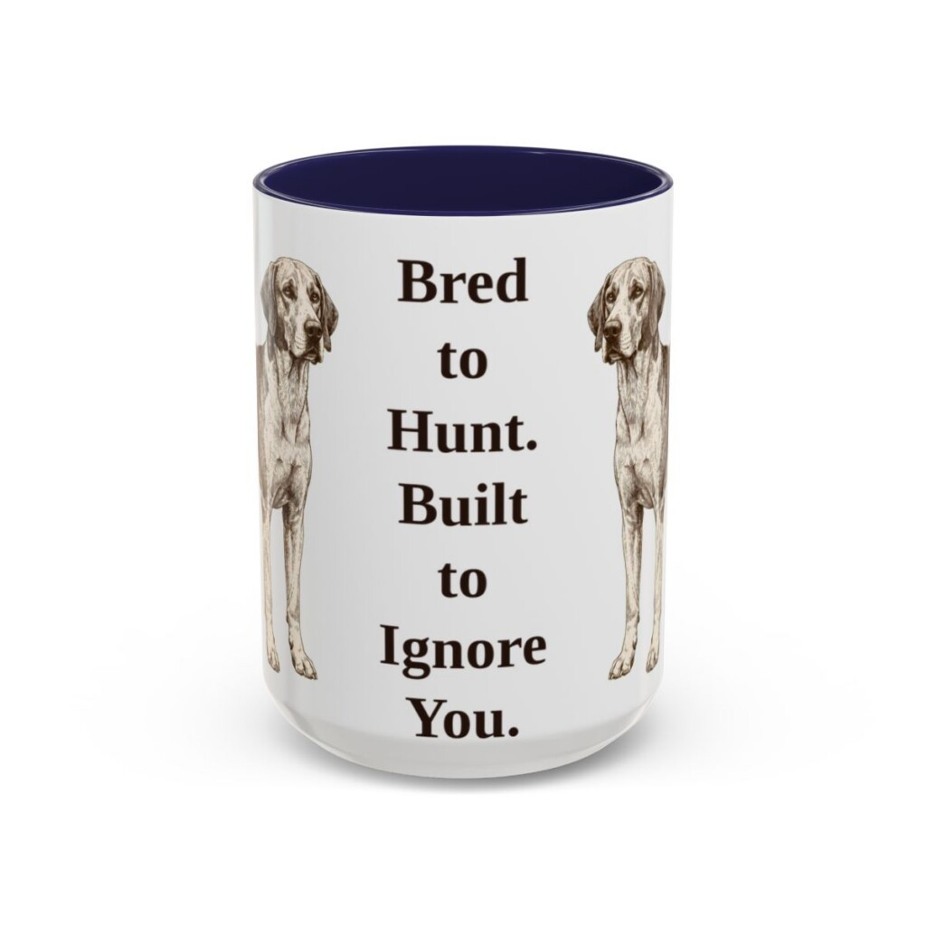 15oz Funny English Foxhound Mug, Navy, front view