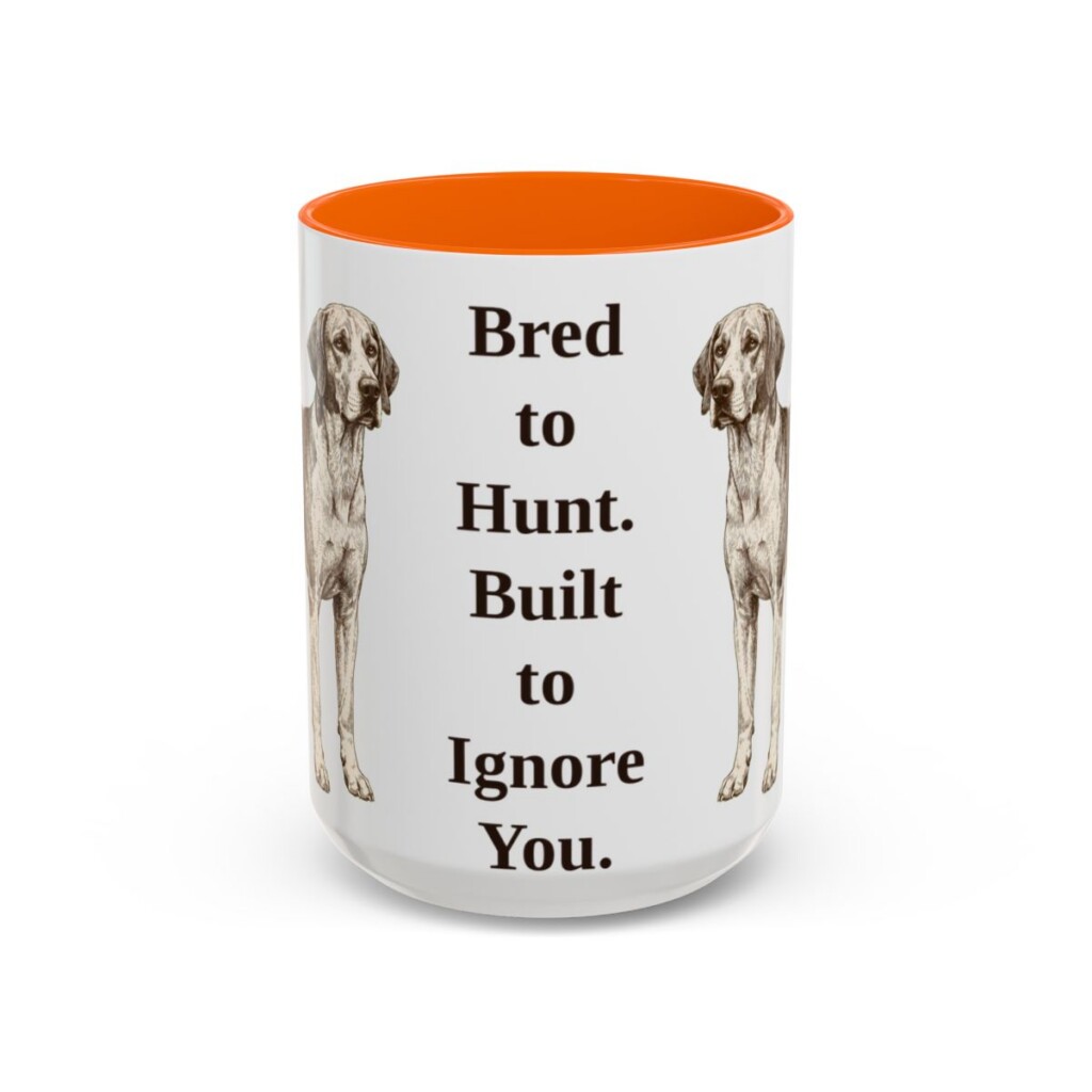 15oz Funny English Foxhound Mug, Orange, front view