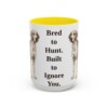 15oz Funny English Foxhound Mug, Yellow, front view