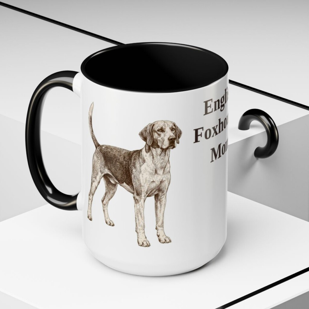 15oz English Foxhound Dog Mom Mug, Black, lifestyle photo