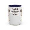 15oz English Foxhound Dog Mom Mug, Navy, front view