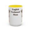 15oz English Foxhound Dog Mom Mug, Yellow, front view